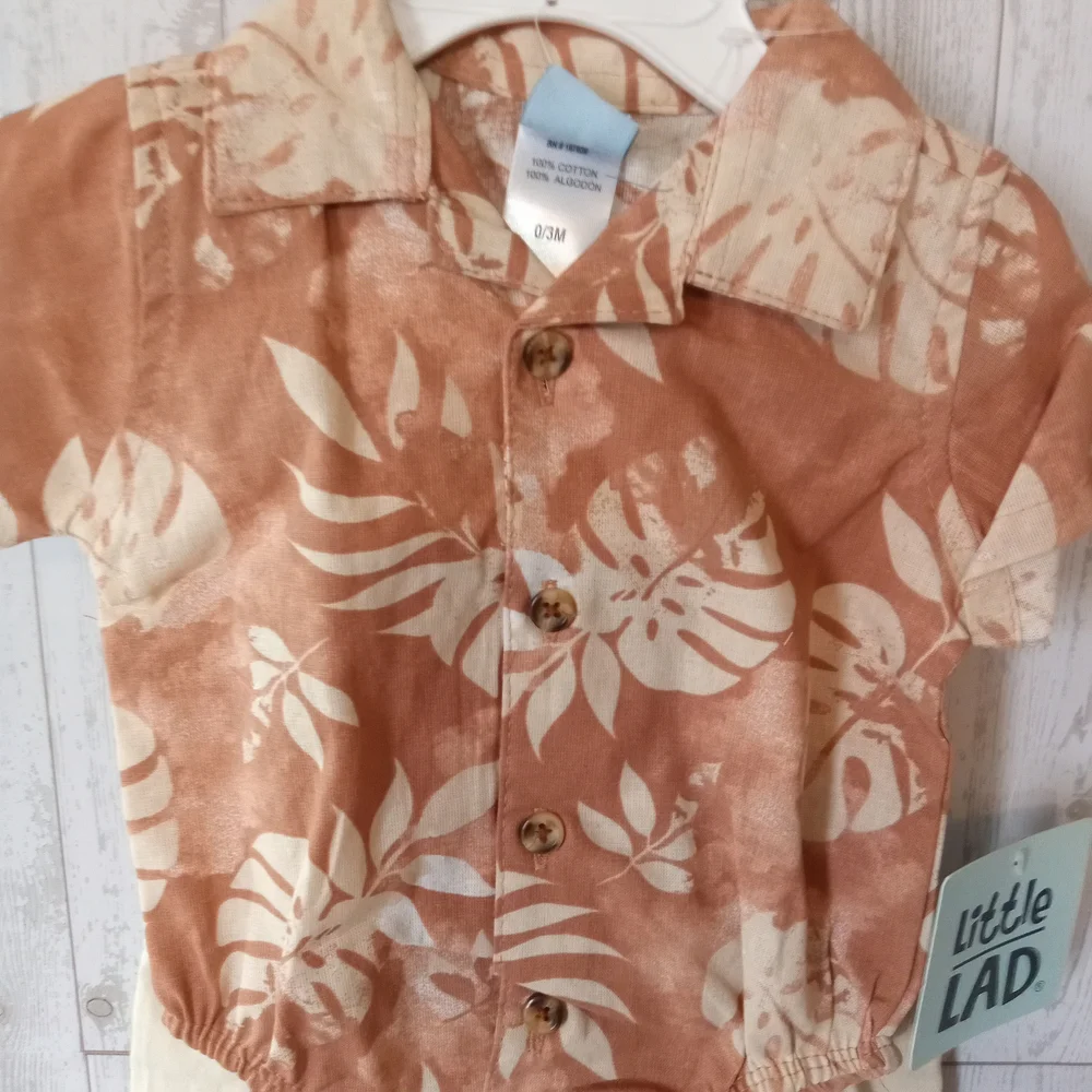 Little Lad Tropical Button Up Short Set Boys Size 0-3 Months NWT